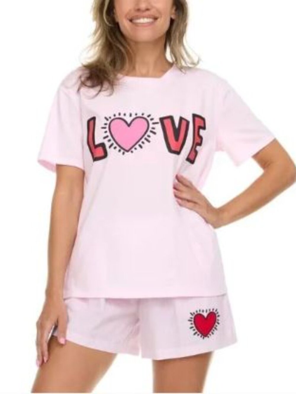 NWT Keith Haring Pink Love Tee & Boxer Lounge Set